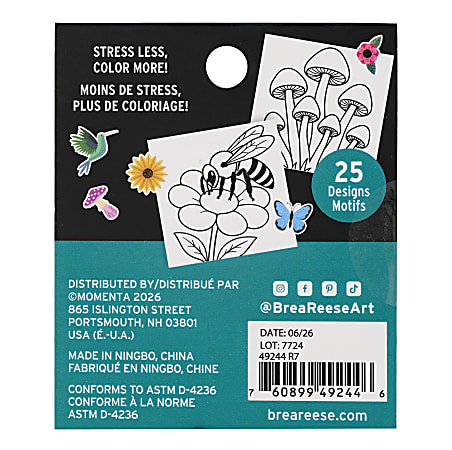 Brea Reese Mini Coloring Book Butterfly 25 Sheets 3 x 3 Total Qty 1 ...