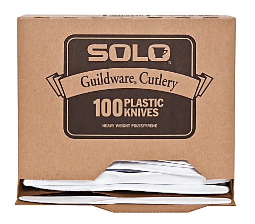 Solo® Guildware Heavyweight Knives, White, 100 Knives Per Box, 10 Boxes Per Case