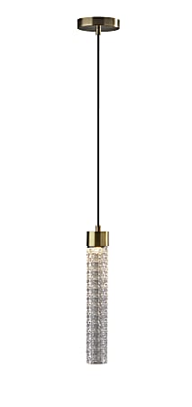 Adesso® Harriet Pendant Lamp, 5"W, Clear Glass Shade/Antique Brass Base