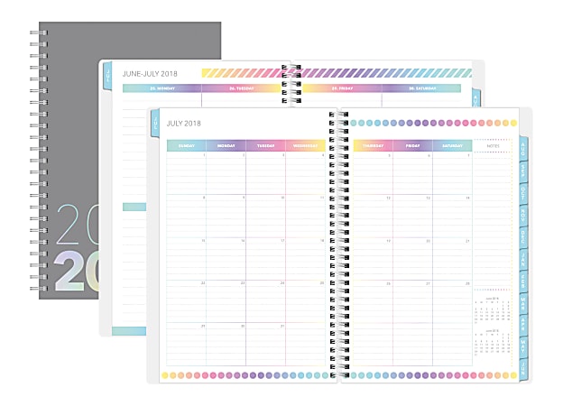 Office Depot® Brand Maj Holographic Weekly/Monthly Academic Planner, 8" x 11", Gray, July 2018 to June 2019