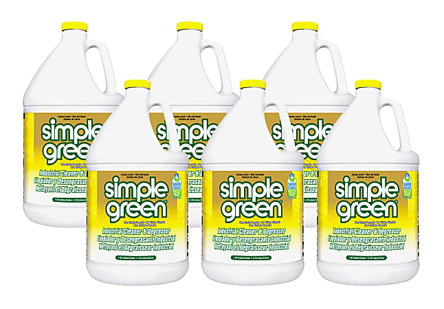 Simple Green Industrial Cleaner/Degreaser - Concentrate - 128 fl oz (4 quart) - Lemon Scent - 6 / Carton - Non-toxic, VOC-free, Butyl-free, Phosphate-free, Non-abrasive, Non-corrosive, Deodorize, Non-flammable - Lemon
