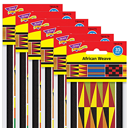 TREND Bolder Borders, 2-3/4" x 39", African Weave, 66 Borders Per Pack, Set Of 6 Packs