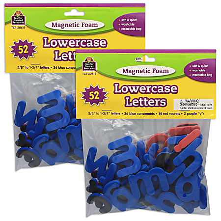 Teacher Created Resources Magnetic Foam Letters, Lowercase, Assorted Colors, Set Of 2 Packs