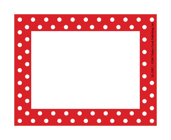 Barker Creek Self-Adhesive Name Badge Labels, 3 1/2” x 2 3/4”, Red-And-White Dots, Pack Of 45