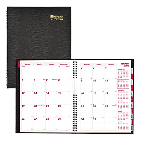Brownline® CoilPro 14-Month Planner, 11" x 8-1/2", 50% Recycled, FSC® Certified, Black, December 2019 to January 2021
