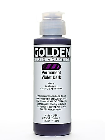 Golden Fluid Acrylic Paint, 4 Oz, Permanent Violet Dark