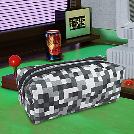 Office Depot Brand Pencil Pouch 3 15 x 8 14 BlackWhite Pixels - Office ...