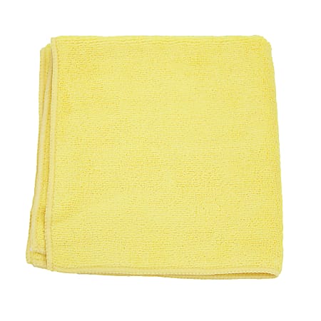 Hospeco MicroWorks Standard Microfiber Towels, 16” x 16”, Yellow, Pack Of 12 Towels