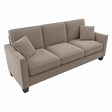 Bush® Furniture Flare Microsuede Fabric Sofa, 35-3/4"H x 85"W x 33-1/2"D, Tan, Standard Delivery