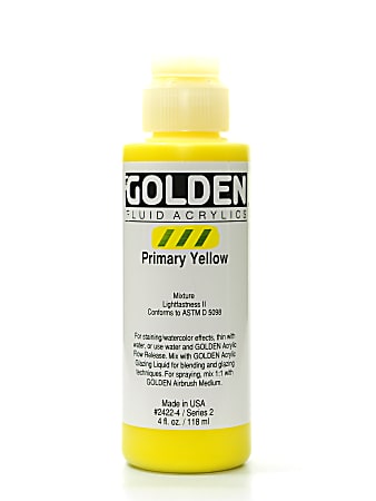 Golden Fluid Acrylic Paint, 4 Oz, Primary Yellow