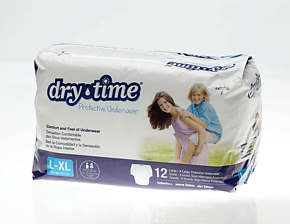 DryTime Disposable Protective Youth Underwear, Large/X-Large, 12 Per Bag, Case Of 4 Bags