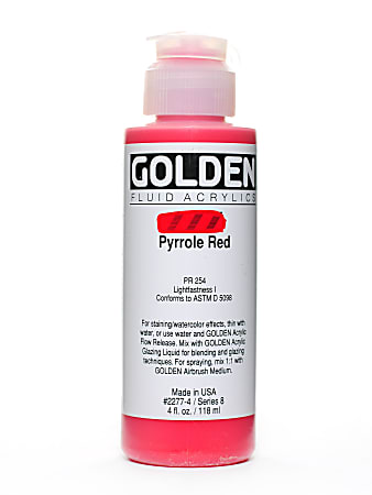 Golden Fluid Acrylic Paint, 4 Oz, Pyrrole Red