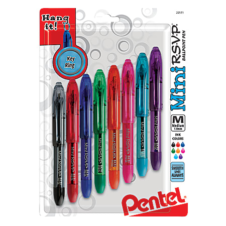 Pentel® R.S.V.P.® Mini Ballpoint Pens, Medium Point, 1.0 mm, Assorted Colors, Pack Of 8