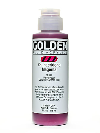 Golden Fluid Acrylic Paint, 4 Oz, Quinacridone Magenta