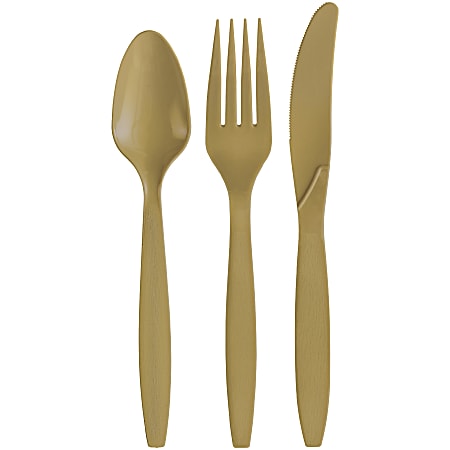 Amscan Assorted Cutlery, Gold, Pack Of 32 Pieces