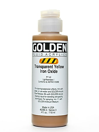 Golden Fluid Acrylic Paint, 4 Oz, Transparent Yellow Iron Oxide