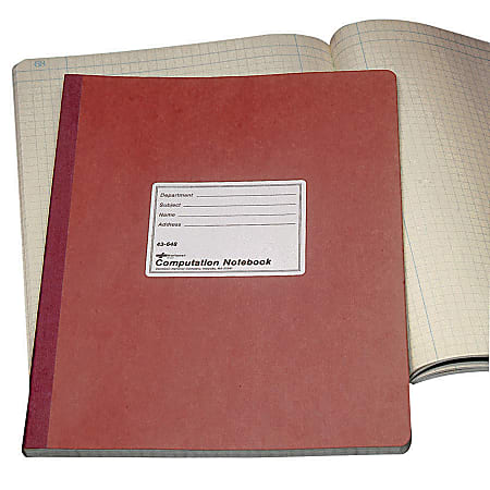 4 X 4 Quad Brown Green Paper National Brand Computation Notebook 11.75 x 9.25 Inches 75 Sheets 43648 