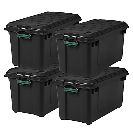 Iris Remington Heavy Duty Store-It-All Tote, 87 Qt, Black, Pack Of 4 Totes