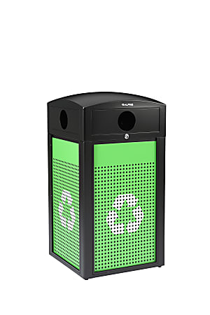 Alpine Industries Steel, Indoor/Outdoor Trash Can, 40 Gallons, Green (471-40-GS-C)