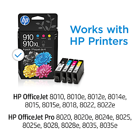 Original HP 910 Cyan Magenta Yellow910XL Black Ink Cartridges 4