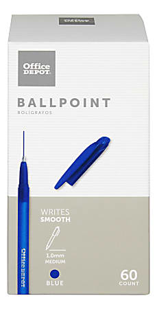 Office Depot® Brand Ballpoint Stick Pens, Medium Point, 1.0 mm, Blue Barrel, Blue Ink, Pack Of 60 Pens