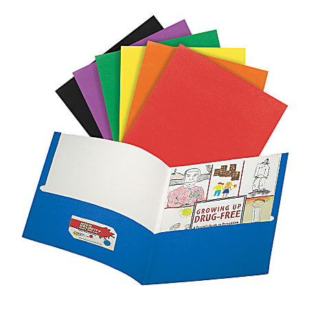 Office Depot® Brand 2-Pocket Portfolios, Letter Size, Assorted Colors, Case of 100 Portfolios