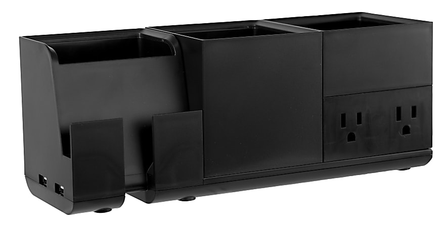 Bostitch® Konnect Stackable 4-Piece Desk Organization Kit With Power Station, Black