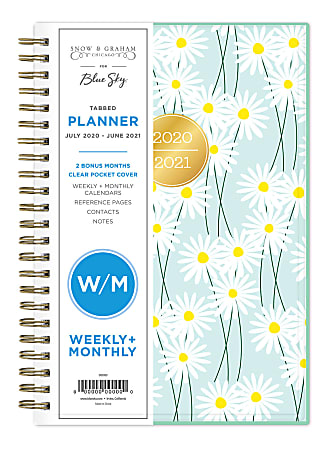 Blue Sky™ Snow & Graham Weekly/Monthly Planner, 5" x 8", Daisies, June 2020 To July 2021, 1209