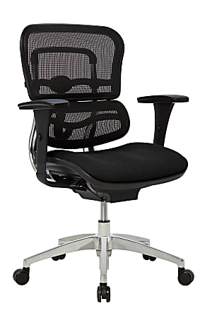 WorkPro® 12000 Series Ergonomic Mesh/Premium Fabric Mid-Back Chair, Black/Black