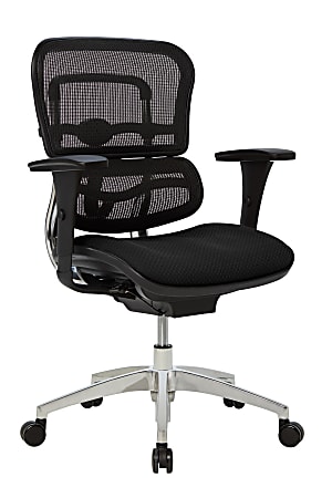 WorkPro® 12000 Series Ergonomic Mesh/Premium Fabric Mid-Back Chair, Black/Black, BIFMA Compliant