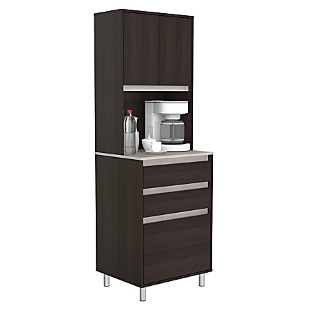 Inval 70-7/8"H Coffee Station Cabinet, Espresso/Ambar Gray