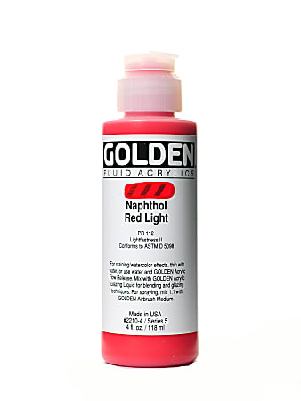 Golden Fluid Acrylic Paint, 4 Oz, Naphthol Red Light