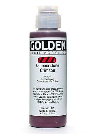 Golden Fluid Acrylic Paint, 4 Oz, Quinacridone Crimson
