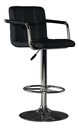Powell Quilted Faux Leather Bar Stool with Arms,