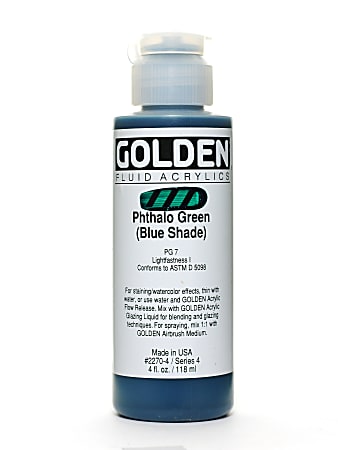 Golden Fluid Acrylic Paint, 4 Oz, Phthalo Green/Blue Shade