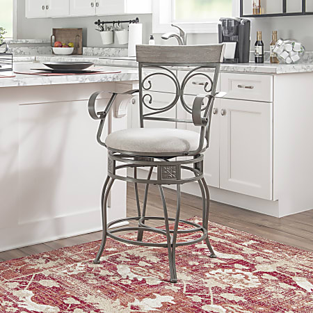 Powell Niland Big And Tall Fabric Counter Stool With Arms