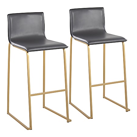 LumiSource Mara Bar Stools, Gold/Gray, Set Of 2 Stools