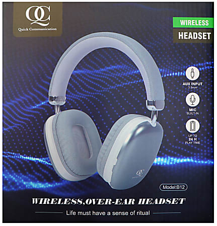 Quick Communication Corp.  High Quality Wireless Headset, White, 178484