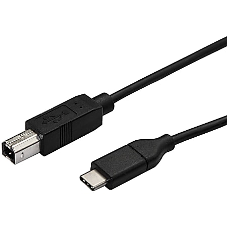 StarTech.com 0.5m USB C to USB B Printer Cable - M/M - USB 2.0 - USB C to USB B Cable - USB C Printer Cable - USB Type C to Type B Cable - First End: 1 x Type C Male USB - Second End: 1 x Type B Male USB - 60 MB/s - Nickel Plated Connector - Black