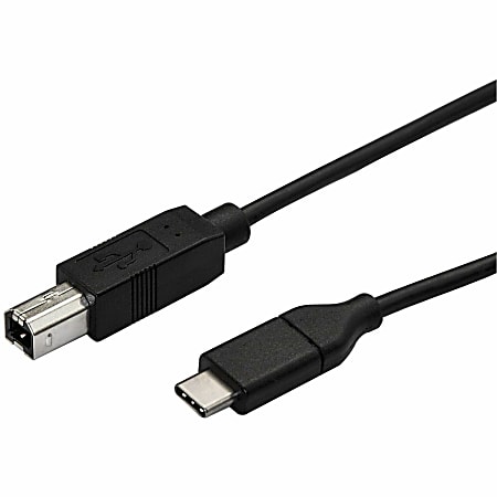 StarTech.com 0.5m USB C to USB B Printer Cable - M/M - USB 2.0 - USB C to USB B Cable - USB C Printer Cable - USB Type C to Type B Cable - First End: 1 x Type C Male USB - Second End: 1 x Type B Male USB - 60 MB/s - Nickel Plated Connector - Black