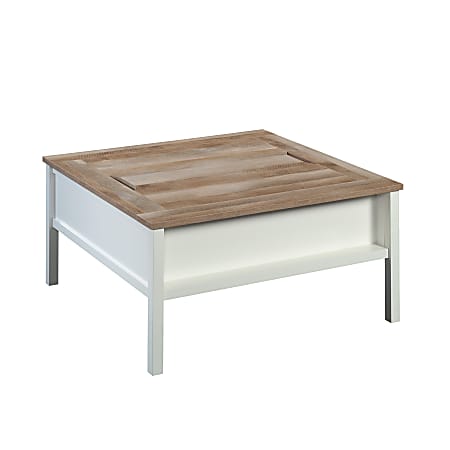 Sauder® Cottage Road Coffee Table With Reversible Top, 19”H x 38-1/2”W x 39”D, Soft White/Lintel Oak