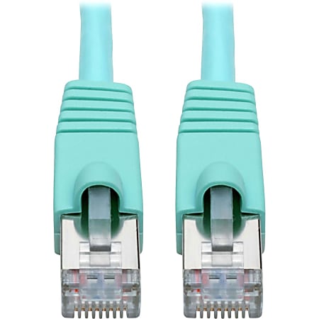 Tripp Lite Cat6a Snagless Shielded STP Patch Cable 10G, PoE, Aqua M/M 1ft - First End: 1 x RJ-45 Male Network - Second End: 1 x RJ-45 Male Network - 1.25 GB/s - Patch Cable - Shielding - Aqua