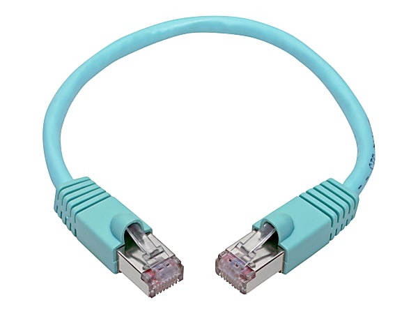 Tripp Lite Cat6a Snagless Shielded STP Patch Cable 10G, PoE, Aqua M/M 1ft - First End: 1 x RJ-45 Male Network - Second End: 1 x RJ-45 Male Network - 1.25 GB/s - Patch Cable - Shielding - Aqua