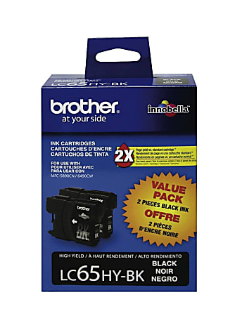 Brother LC65 Black High Yield Ink Cartridges Pack Of 2 LC65HY BK - ODP ...