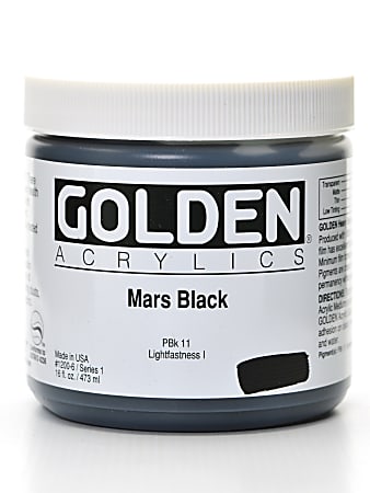 Golden Heavy Body Acrylic Paint, 16 Oz, Mars Black