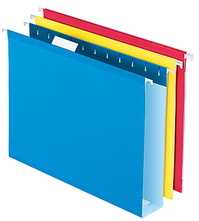 Office Depot® Brand Box-Bottom Hanging File Folders, Letter Size (8-1/2" x 11"), 2" Expansion, Assorted Colors, Pack Of 12