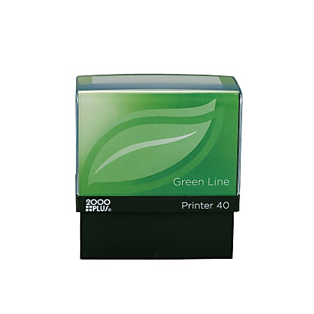 Custom 2000 PLUS® Green Line® Self-Inking Stamp, P40GL, 80% Recycled, 13/16" x 2-3/16" Impression