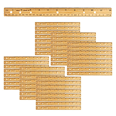 Charles Leonard Economy Wood Rulers, 1&rdquo; x 12&rdquo;, Natural, Pack Of 48 Rulers