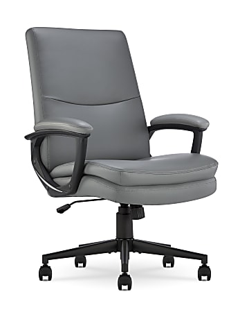 Serta® Comfort Modern Ergonomic Bonded Leather High-Back Executive Office Chair, Gray