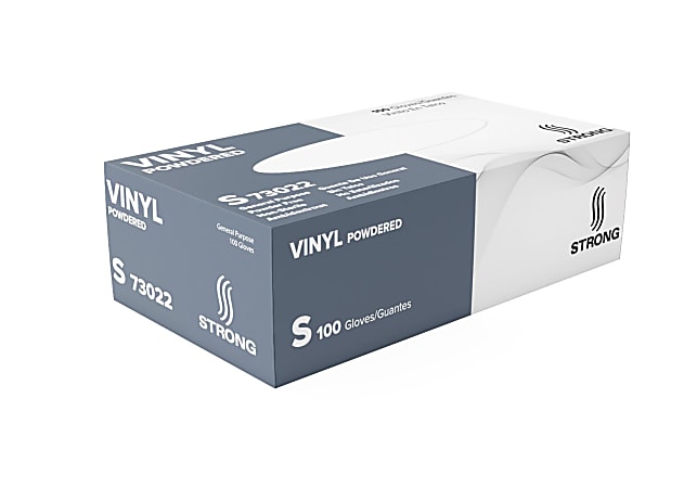 Strong Manufacturers Powdered Vinyl Food Service Gloves, Small, Clear, 100 Gloves Per Box, Case Of 10 Boxes